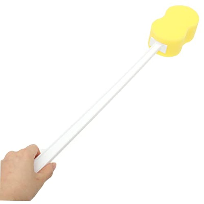 FRCOLOR Long Handle Bath Sponge Men Straps Shower Scrub Brush for Body Cleaning Sponge Lotion Applicator for Back Loofah Foot Washer Yellow Shower Scrubbing Brush Bath Brush Flat Set