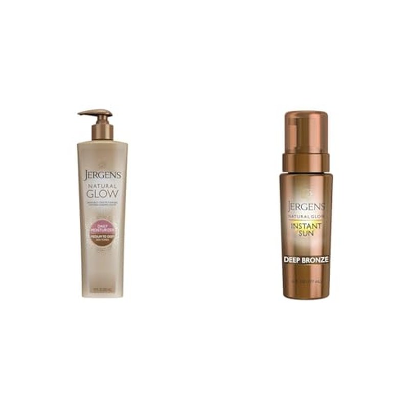 Jergens Natural Glow 3-Day Self Tanner for Medium to Deep Skin Tone, Sunless Tanning Daily Moisturizer, for Streak-free and Natural-Looking Color, 10 oz