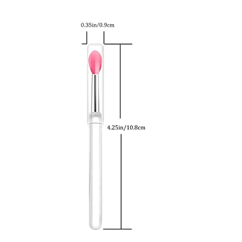 LORMAY Silicone Lip Brushes with Transparent Handles and Caps. Perfect Applicators for Cream Lip Mask, Eyeshadow, and Lipstick (4pcs, Multicolor)