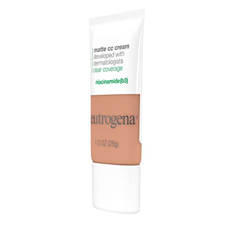 Neutrogena Clear Coverage Flawless Matte CC Cream, Full-Coverage Color Correcting Cream Face Makeup with Niacinamide (b3), Hypoallergenic, Oil Free & Fragrance Free, Fawn, 1 oz