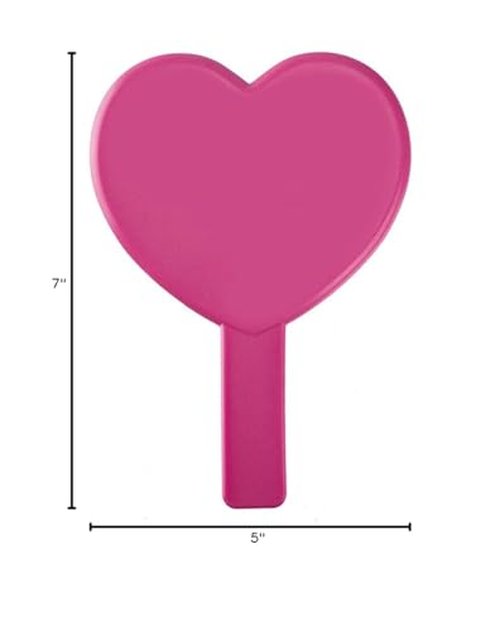 TBWHL Heart-Shaped Travel Handheld Mirror, Cosmetic Hand Mirror with Handle (Rose Red, 1Pack)