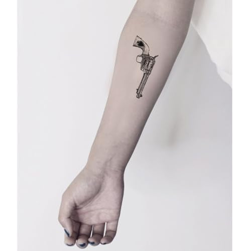 2 Sheets Tiny Small Temporary Tattoos For Women Men Finger Hands Neck Wrist Face, Cute Long Lasting Cartoon Fake Tattoo Stickers For Kids Boys Girls Gun Spade Flower