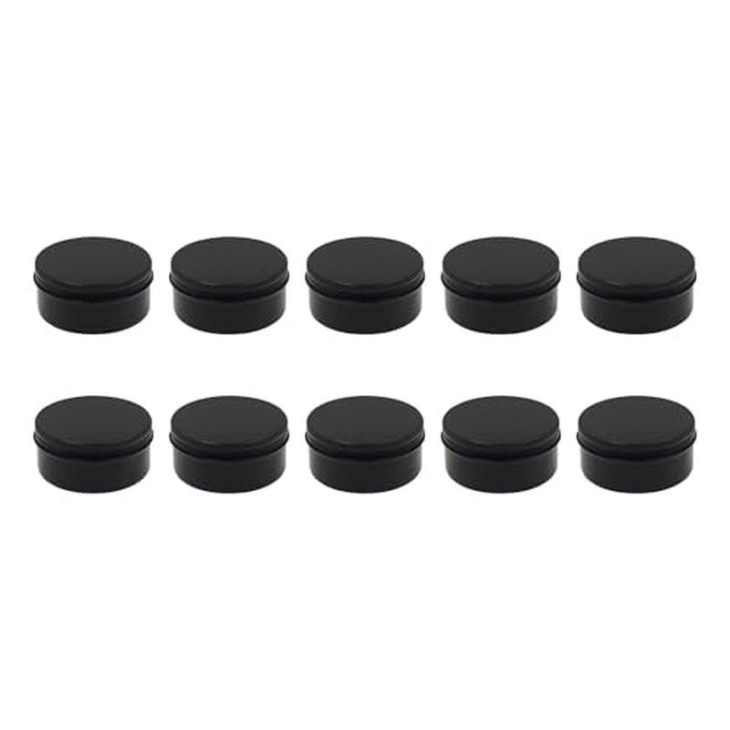 Aluminum Tin Jars Containers,ULIFESTAR Leak Proof Cosmetic Tin Jars Containers,Round Tin Cans with Lids,10PCS Black Cosmetic Sample Refillable Containers for Spice (7.1 ounces 92*45mm/3.62*1.77")
