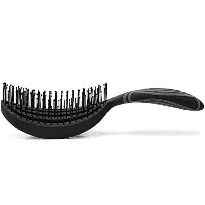 NuWay 4HAIR DoubleC U.S. Patented Double Curved Detangling Brush is Hair Dryer Safe (Iron Black)