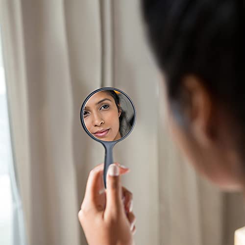 Jetec 25 Pcs Handheld Mirror with Handle, 3.94" L x 2.17" W, Small Portable Round Mirror Bulk for Kids Travel Makeup Classroom Camping Daily DIY Crafts (Black,White)