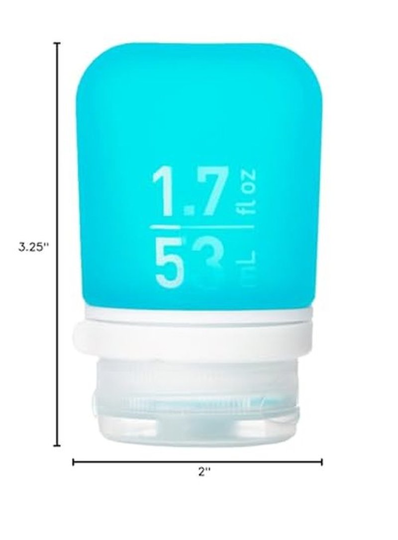 humangear GoToob+ (Small) | Refillable Silicone Travel Bottle | Locking Lid | Food-Safe Material | Aqua, Small (1.7 fl.oz; 53ml)