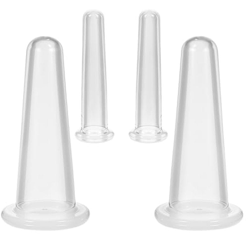 Xinjoduz 4 PCS Facial Cupping Therapy Set, Vacuum Silicone Cups for Cupping Therapy Facial Cupping Treatment Anti Aging Beauty Tool for Face and Eye Cupping Massage(Clear, 2 Small + 2 Large)