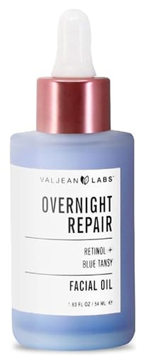 VALJEAN LABS Overnight Repair Facial Oil | Retinol and Blue Tansy | Helps to Even Skintone, Calm and Soothe Redness | Cruelty Free, Vegan, Made in USA (1.83 oz)