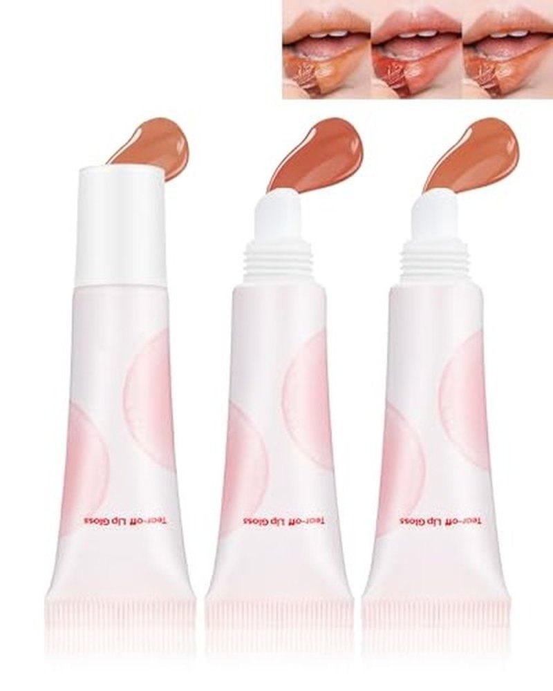 3 Colors Long-Lasting Peel Off Lip Stain, Tattoo Tinted Lip Gloss Peel Off with Matte Finish, Waterproof, Transfer-proof, Highly Pigmented Peel Off Lipstick Plump Lip Makeup Gift for Women-01+03+04