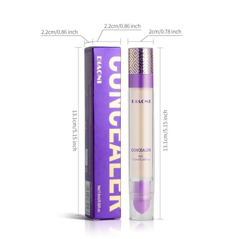 Diaoni Coverage Concealer, Diaoni Korean Concealer, Diaoni Liquid Concealer, Korean Conceals Stick Foundation, Lightweight, Long-Lasting, Waterproof, Natural Full Coverage (01#, small)