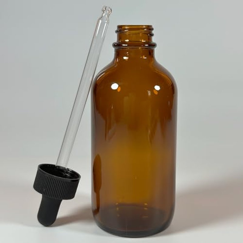 PIPIBA 6Pack 4oz (120ml) Round Drip Tip Glass Eye Droppers. Essential Oil Glass Bottle. For Lab Bottles (Amber)