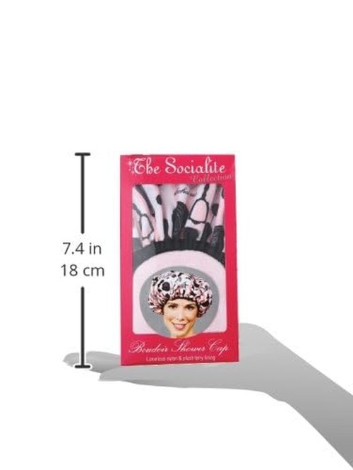 Reusable Nylon Shower Cap & Bath Cap, Reversible Oversized Waterproof Shower Caps Large Designed for all Hair Lengths w Terry Lining & Elastic Band Stretch Hem Hair Hat - Socialite Boudoir