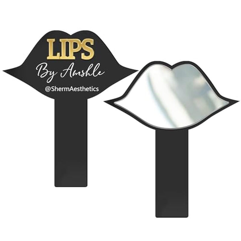 Personalized Acrylic Lip Shape Handheld Prop Mirror Custom Name Lip Filler Technician Prop for Social Media Information Beauty Room Prop Decor Salon Prop Decor Makeup Photo Prop,B1-Lip