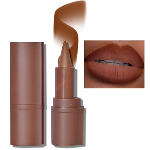 Erinde 2-in-1 Gradient Lip Liner and Lipstick Lip Combo Set, Matte Nude Dark Brown Red Lip Liner Creamy Lip Pencil Crayon, High Pigmented Long lasting Lipstick Makeup, 04# Toffee