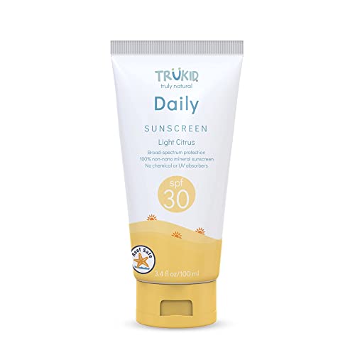 TruKid Daily SPF30 Face Sunscreen Citrus 3.4oz Baby Sunscreen, Natural Ingredients Kids Sunscreen, Reef-Friendly Travel Size Sun Screen, Beach Defense Sunscreen for Kids, Toddlers, Babies & Adults