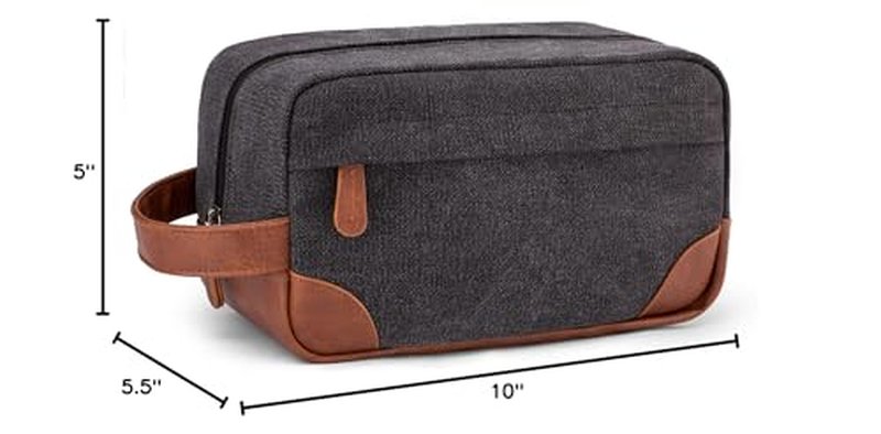 Vorspack Toiletry Bag Hanging Dopp Kit for Men Water Resistant Canvas Shaving Bag with Large Capacity for Travel - Dark Grey