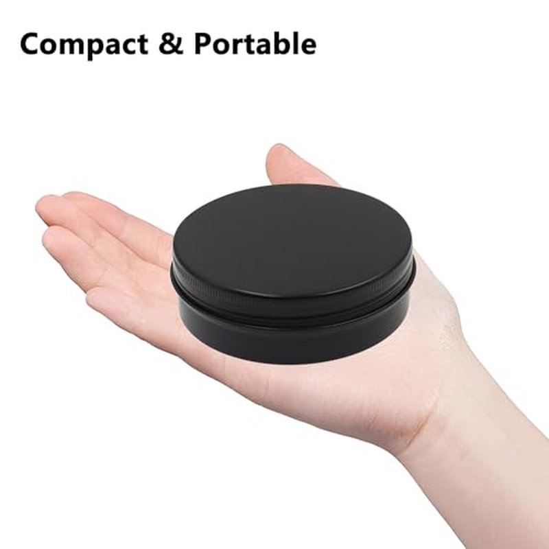 Aluminum Tin Jars Containers,ULIFESTAR Leak Proof Cosmetic Tin Jars Containers,Round Tin Cans with Lids,10PCS Black Cosmetic Sample Refillable Containers for Spice (2.82 ounces 68*35mm/2.67*1.37")