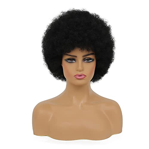 Kaneles Short Curly Afro Black Women Wigs Kinky 70s 80s Costume Black Wig Fluffy Anime Fancy Funny Wigs for Party Cosplay