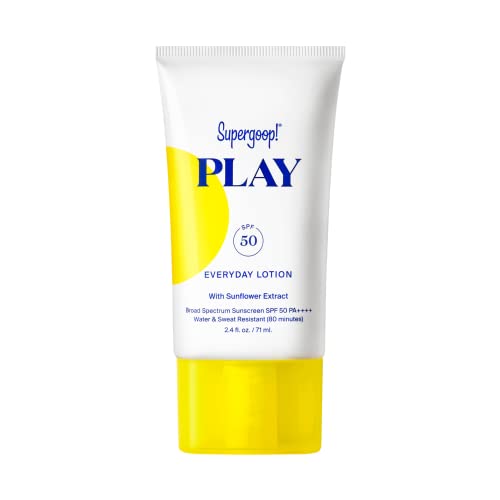 Supergoop! PLAY Everyday Lotion SPF 50 - Broad Spectrum Body & Face Sunscreen for Sensitive Skin - Great for Active Days - Fast Absorbing, Water & Sweat Resistant - 2.4 fl oz