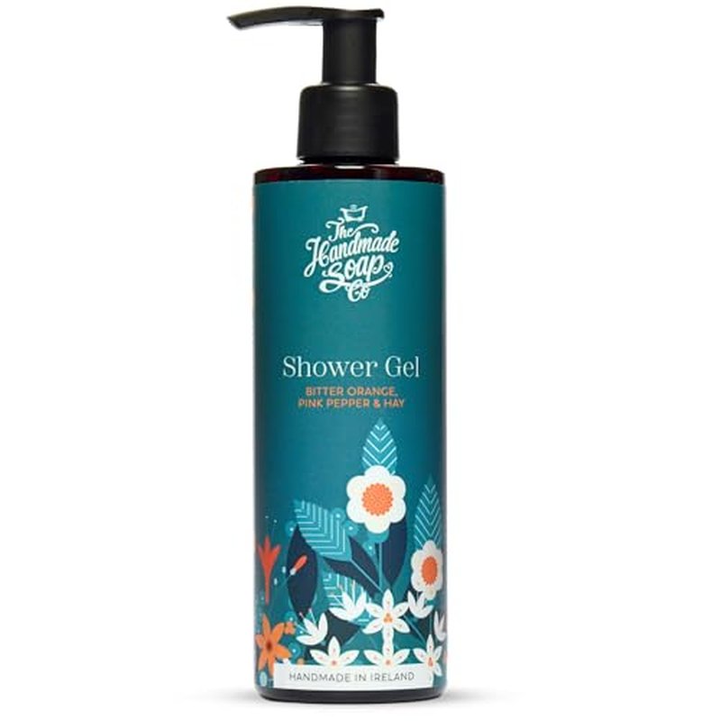 The Handmade Soap Company Shower Gel, Bitter Orange, Pink Pepper, & Hay Body Wash, Liquid Bath Soap, Moisturizing Body Wash, Cruelty Free & Vegan Shower Gel, 8.5fl oz