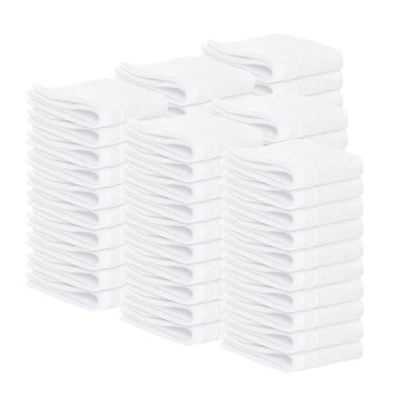 Tens Towels 60 Pack Cotton Washcloths, 12 x 12 in, Ultra Soft, Gentle, Absorbent and Durable Face Towels, Luxurious Hotel Quality, Ultimate Comfort, Perfect for Home, Gym, Spa (White)