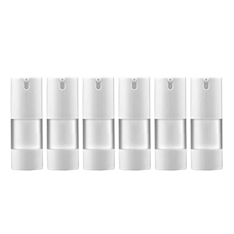 longway 0.5 Oz 15ml Airless Pump Bottles,Small Plastic Travel Vacuum Cosmetic Pump Bottles for Lotion and Cream(Pack of 6, Frosted)