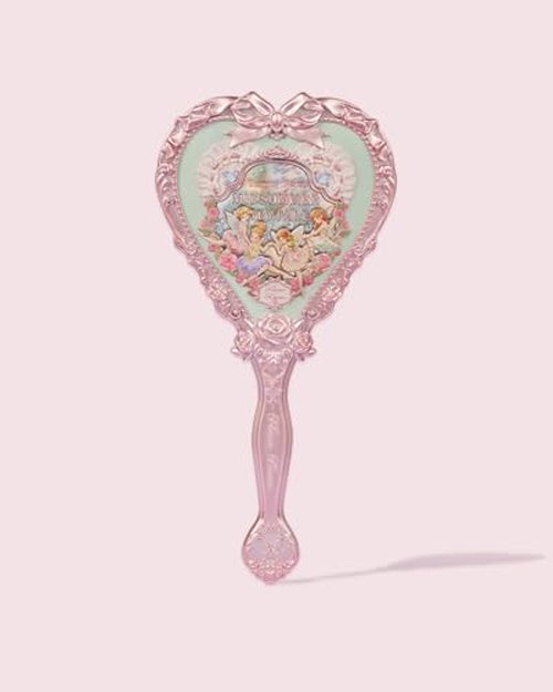 Flower Knows Butterfly Cloud Collar Hand Mirror,Portable Vintage Mirror,Durable Metal Mirror,Cute & Aesthetic Princess Mirror,with Long Handle for Easy Holding,Gift for Girls(Floral Cyan)