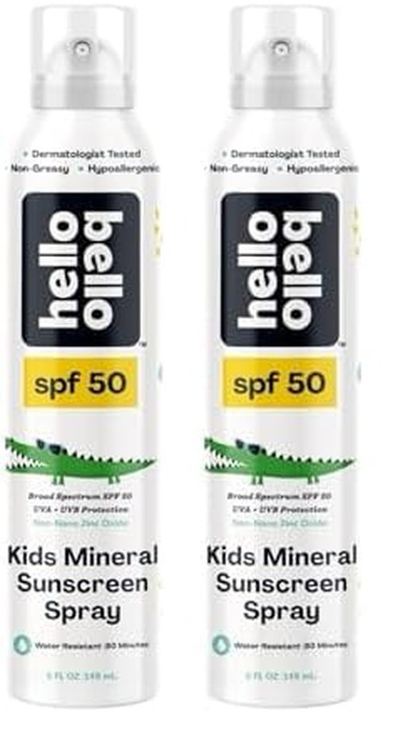 Hello Bello SPF 50 Mineral Sunscreen Spray - Hypoallergenic Broad Spectrum UVA + UVB Protection - Reef Friendly & Water Resistant - 5 oz (Pack of 2)