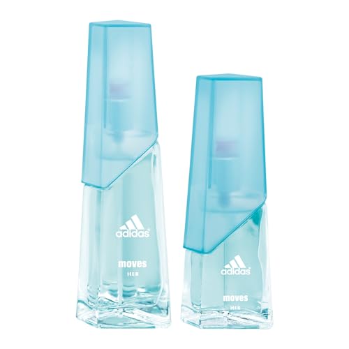 adidas Moves for Her Giftset 0.5 fl oz EDT + 1 fl oz EDT, Notes of Grapefruit, Peppermint, Tomato, Women's Fragrance, Long Lasting, Sporty Fragrance, Travel Size