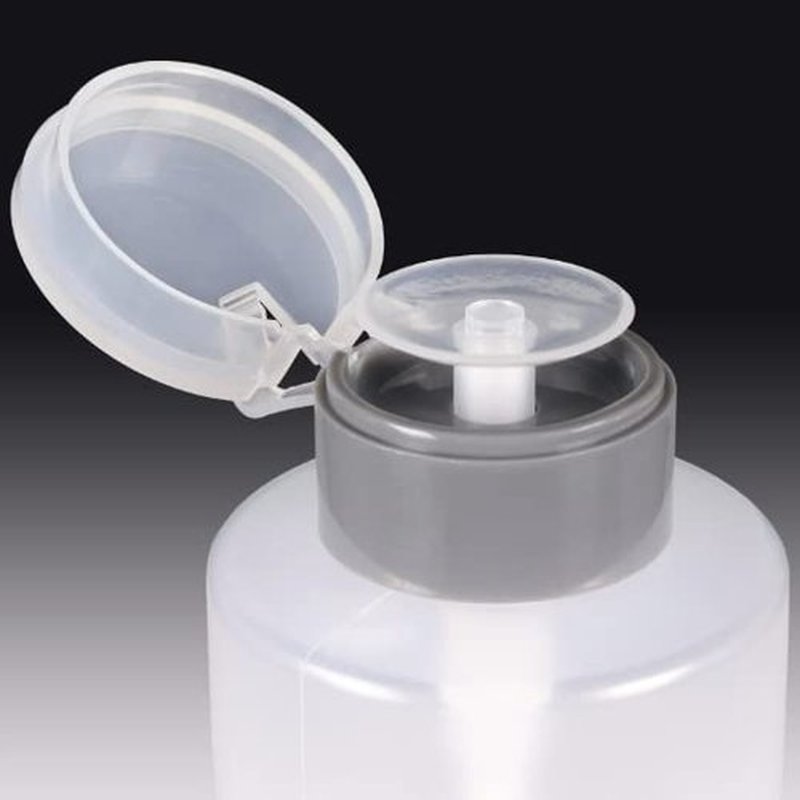 9oz Gray Push Down Pump Dispenser Empty Refillerble Bottle with Flip Top Cap - for Nail Polish, Travel, Cosmetics Packaging