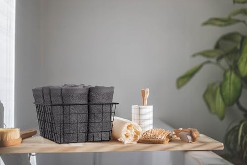 Tens Towels 60 Pack Cotton Washcloths, 12 x 12 in, Ultra Soft, Gentle, Absorbent and Durable Face Towels, Luxurious Hotel Quality, Ultimate Comfort, Perfect for Home, Gym, Spa (Dark Grey)