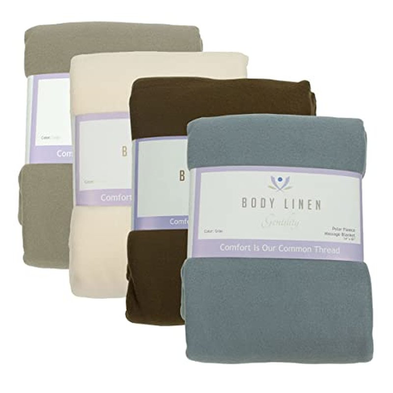 Body Linen Gentility™ Polar Fleece Massage Table Blanket, Warm, Cozy and Plush Spa Blankets. Create That Perfect Atmosphere. 54 x 80 inches, 100% Polyester - Bluish Grey - 10 Pack