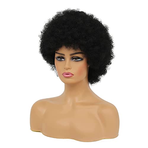Kaneles Short Curly Afro Black Women Wigs Kinky 70s 80s Costume Black Wig Fluffy Anime Fancy Funny Wigs for Party Cosplay