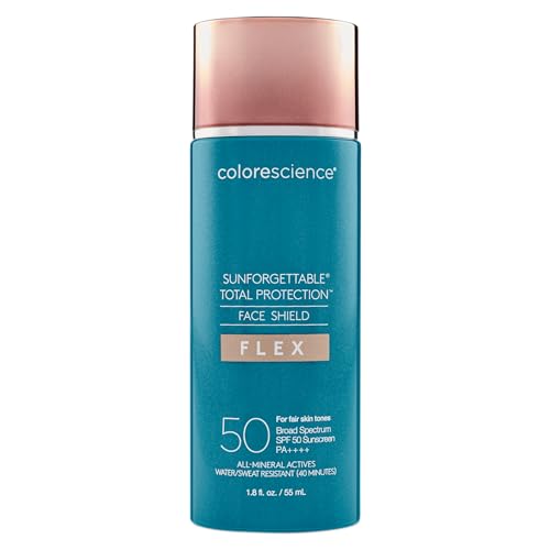 Colorescience Total Protection Face Shield Flex SPF 50, Zinc Oxide Formula, Fair, 1.8 fl. oz (Pack of 1)