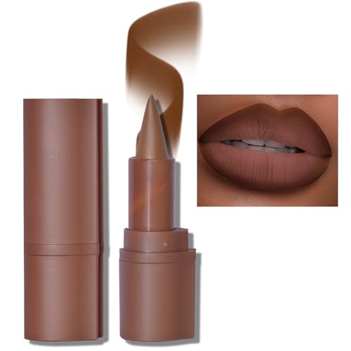 Erinde 2-in-1 Gradient Lip Liner and Lipstick Lip Combo Set, Matte Nude Dark Brown Red Lip Liner Creamy Lip Pencil Crayon, High Pigmented Long lasting Lipstick Makeup, 01# Milk Tea