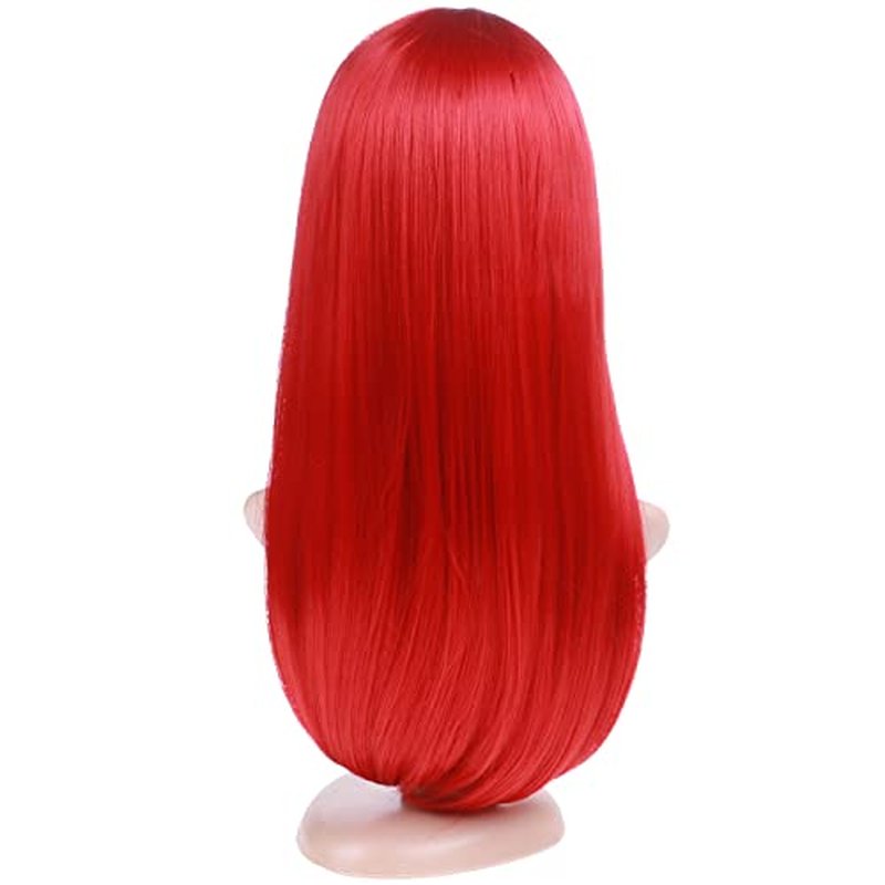 BERON Long Wigs Women's Straight Hair Wig Synthetic Middle Part Wig Cosplay Halloween Party or Daily Use Wig Cap Included (B-Red)