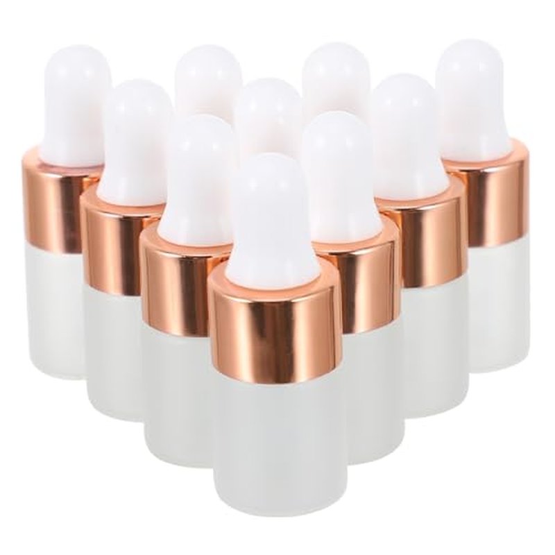 WOONEKY 10pcs Dropper Bottle Frosted Travel Perfume Bottle Portable Liquid Dispenser Bottle Makeup Containers Travel Makeup Container Travel Toiletry Containers Golden Glass Bottle Body