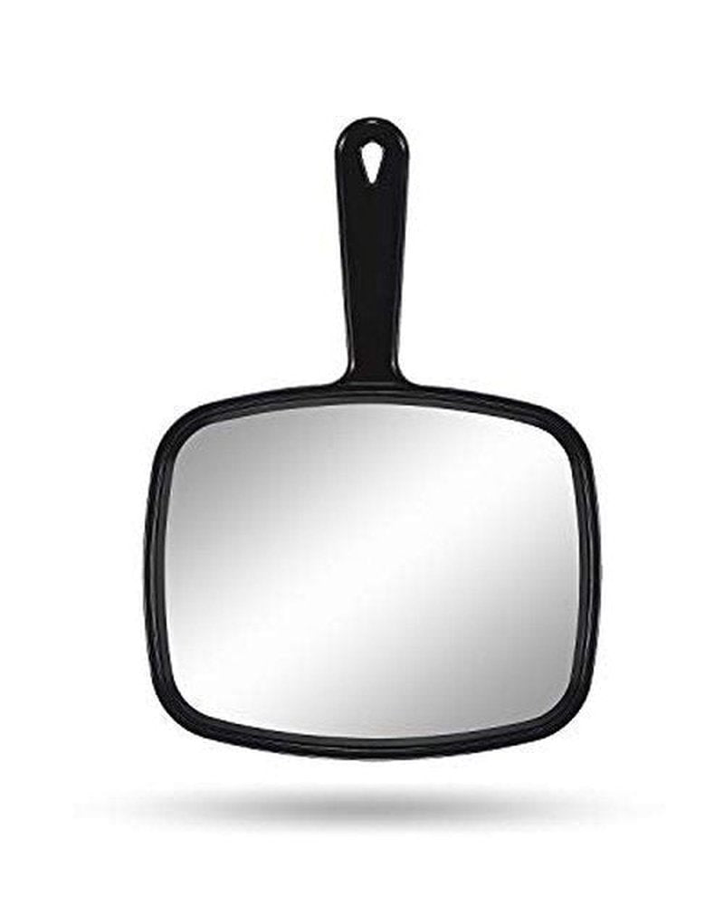 PROTECLE Hand Mirror, Handheld Makeup Mirror with Handle for Barber Hairdressing (Square Black L)