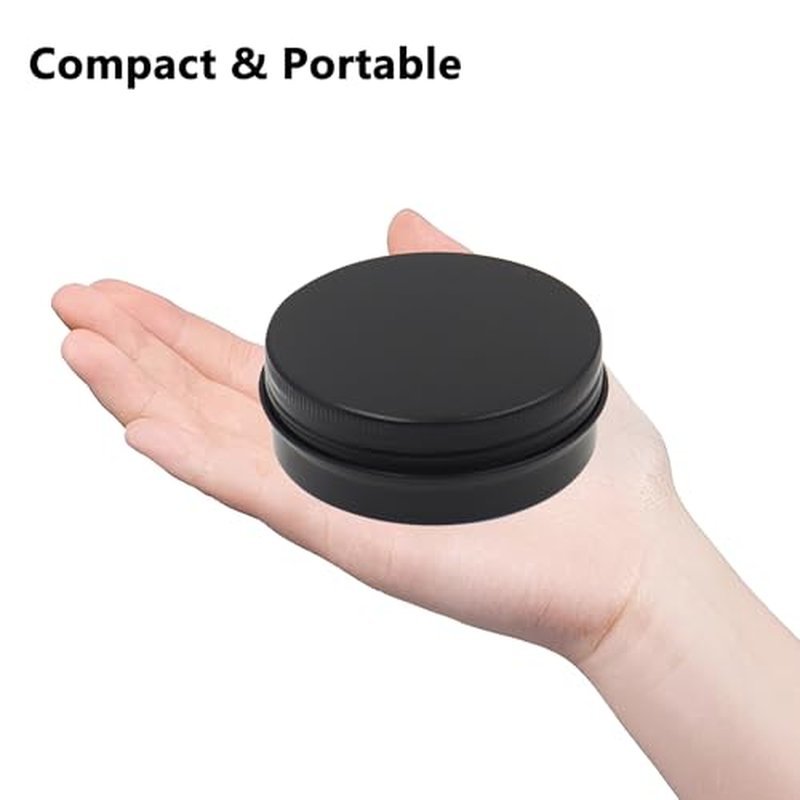 Aluminum Tin Jars Containers,ULIFESTAR Leak Proof Cosmetic Tin Jars Containers,Round Tin Cans with Lids,10PCS Black Cosmetic Sample Refillable Containers for Spice (2.12 ounces 68*25mm/2.67*0.98")