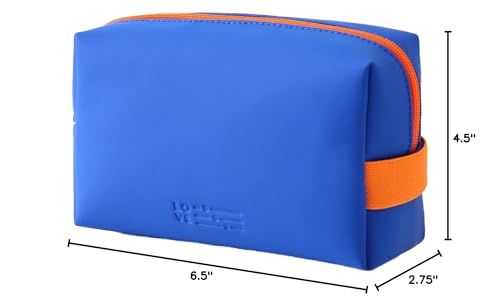Small Makeup Bag Travel Cosmetic Bag for Women Zipper Pouch Makeup Organizer Bag PU Leather Waterproof Cute Toiletry Bags(blue)