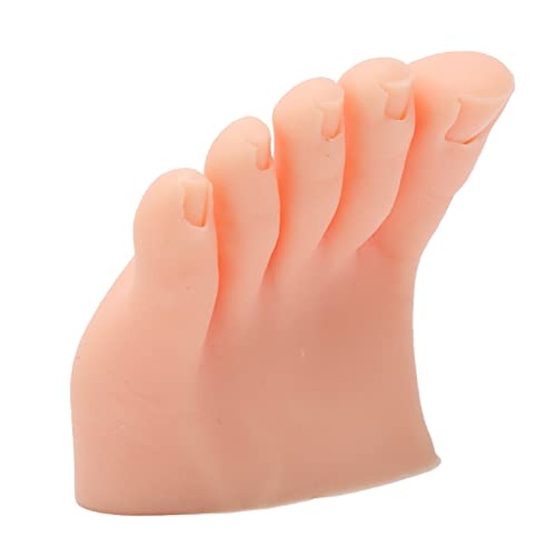 Nail Art Foot Model, Reusable Portable Practice Fake Foot Model Washable Professional for Salon for Beginner (Left)
