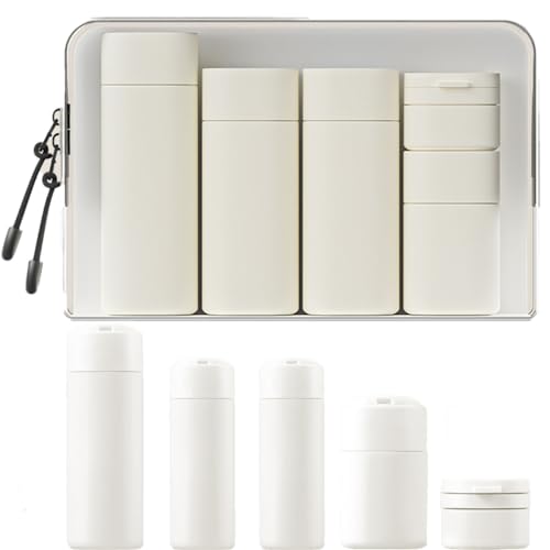 cirea Travel Bottles Set - TSA Approved Leak Proof Squeezable Containers for Toiletries, Conditioner, Shampoo, Lotion & Body Wash Accessories (white)