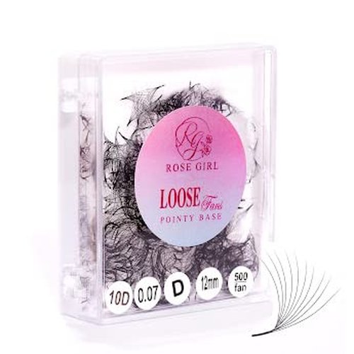 ROSE GIRL Loose Promade Fans - Natural Look Handmade Volume Eyelashes From 3D To 16D - C CC D DD Curl - False Lashes Extensions - Thickness 0.03~0.1 mm - 8~20 mm Length (10D-0.07-CC (8mm))
