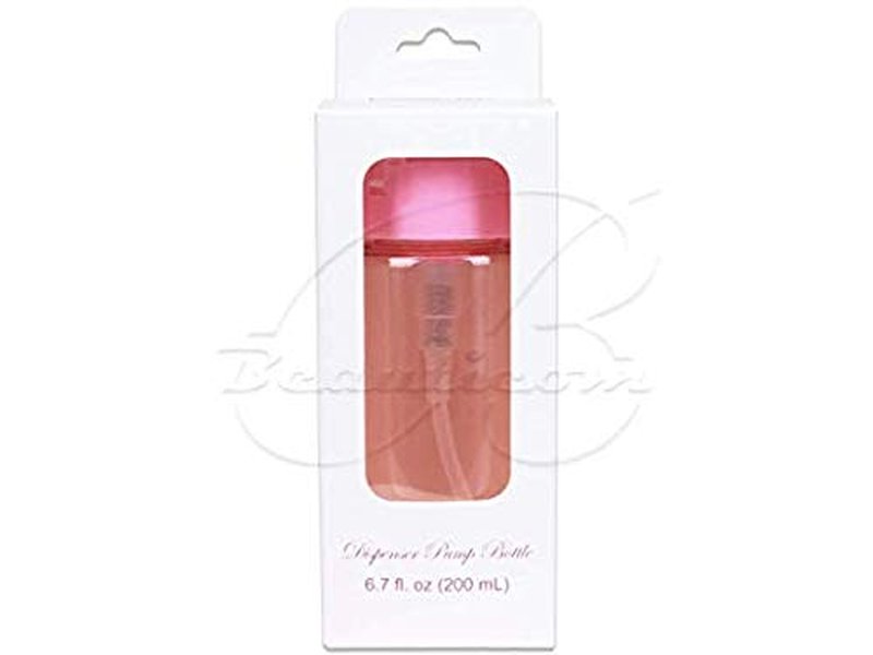 7oz Pink Push Down Pump Dispenser Empty Refillerble Bottle with Flip Top Cap - for Nail Polish, Travel, Cosmetics Packaging