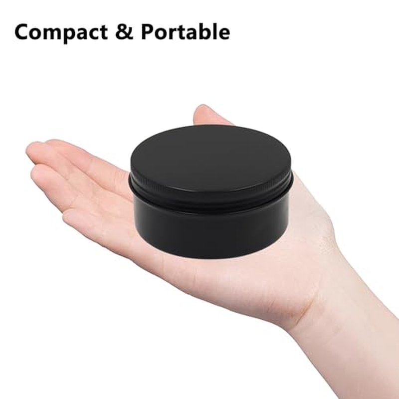 Aluminum Tin Jars Containers,ULIFESTAR Leak Proof Cosmetic Tin Jars Containers,Round Tin Cans with Lids,10PCS Black Cosmetic Sample Refillable Containers for Spice (7.1 ounces 92*45mm/3.62*1.77")