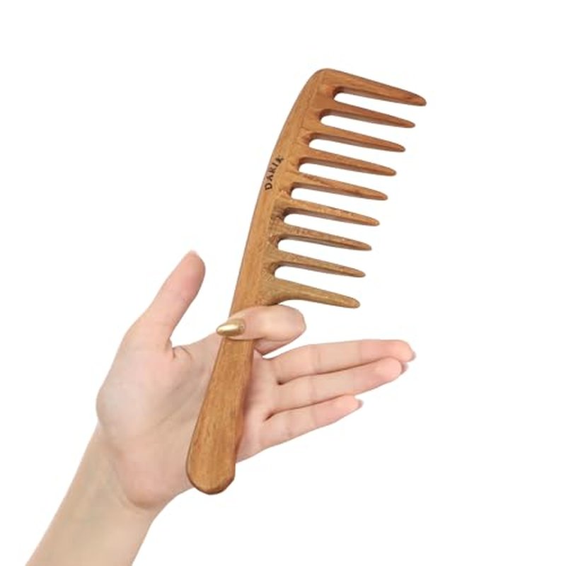 Wide Tooth Wooden Comb | Cepillo Ancho de Madera para Cabello | Natural Hairbrush | Vintage Style Hairbrush | Wood Comb for Gentle Styling | Anti-Static Hair Comb (Extra Wide Tooth)
