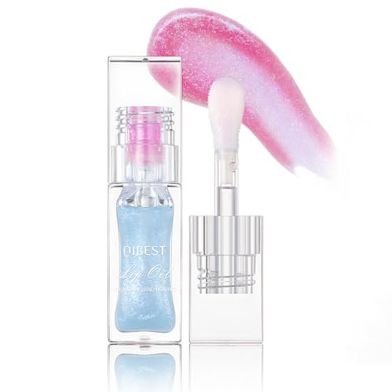 FYEBOO Magic Color Changing Lip Oil Ph, Glitter Lip Gloss, Upgraded Big Brush Head Moisturizing Lip Oil, Color Changing with Temperature, Moisturizing & Sparkling (# 02, 0.3 Oz)