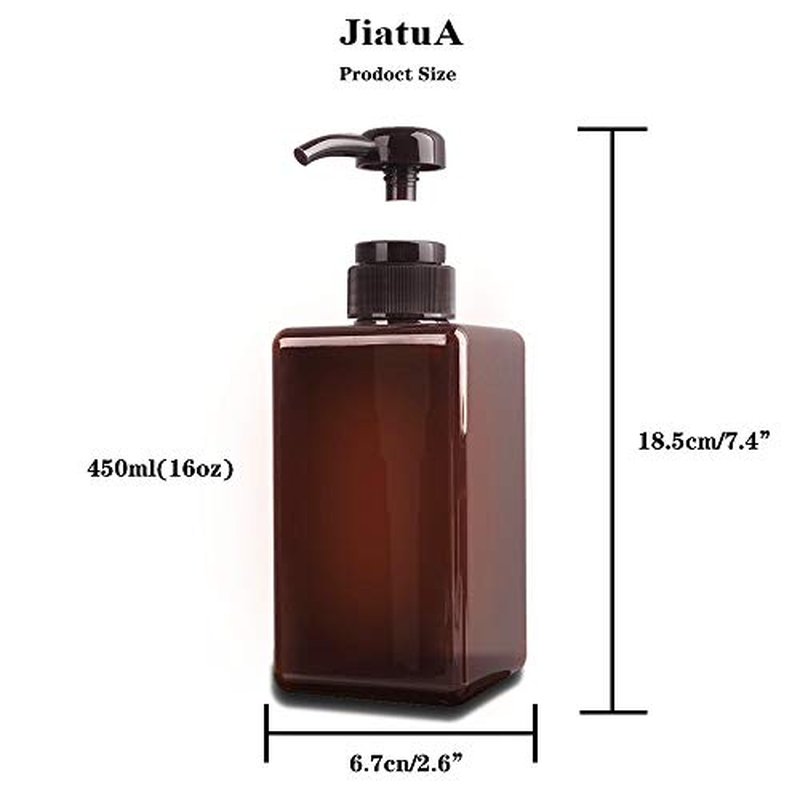 Pump Bottle, Refillable Plastic Empty Lotion Soap Dispenser Liquid Container for Bathroom Shampoo and Body Wash, 8.5oz/250ml Amber 2 Pack