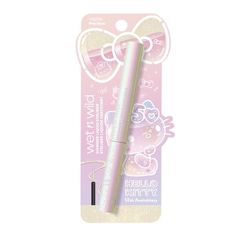 wet n wild Hello Kitty Shimmer Liquid Eyeliner, Richly Pigmented Iridescent Pearl Particles, Smooth & Easy Brush Application, Cruelty-Free & Vegan - Kawaii