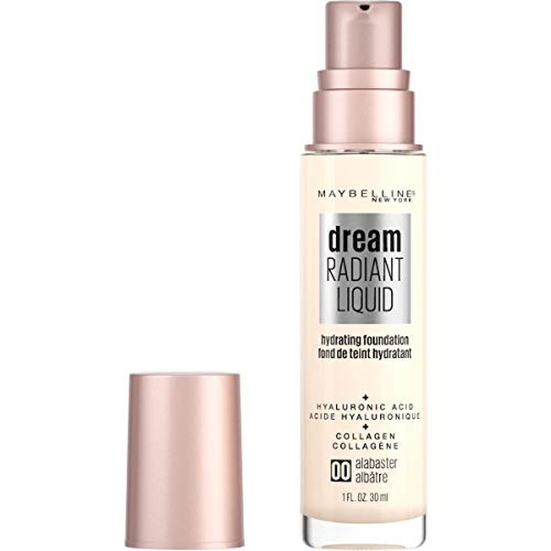 Maybelline New York Dream Radiant Liquid Medium Coverage Hydrating Makeup, Lightweight Foundation, Alabaster, 1 Fl Oz